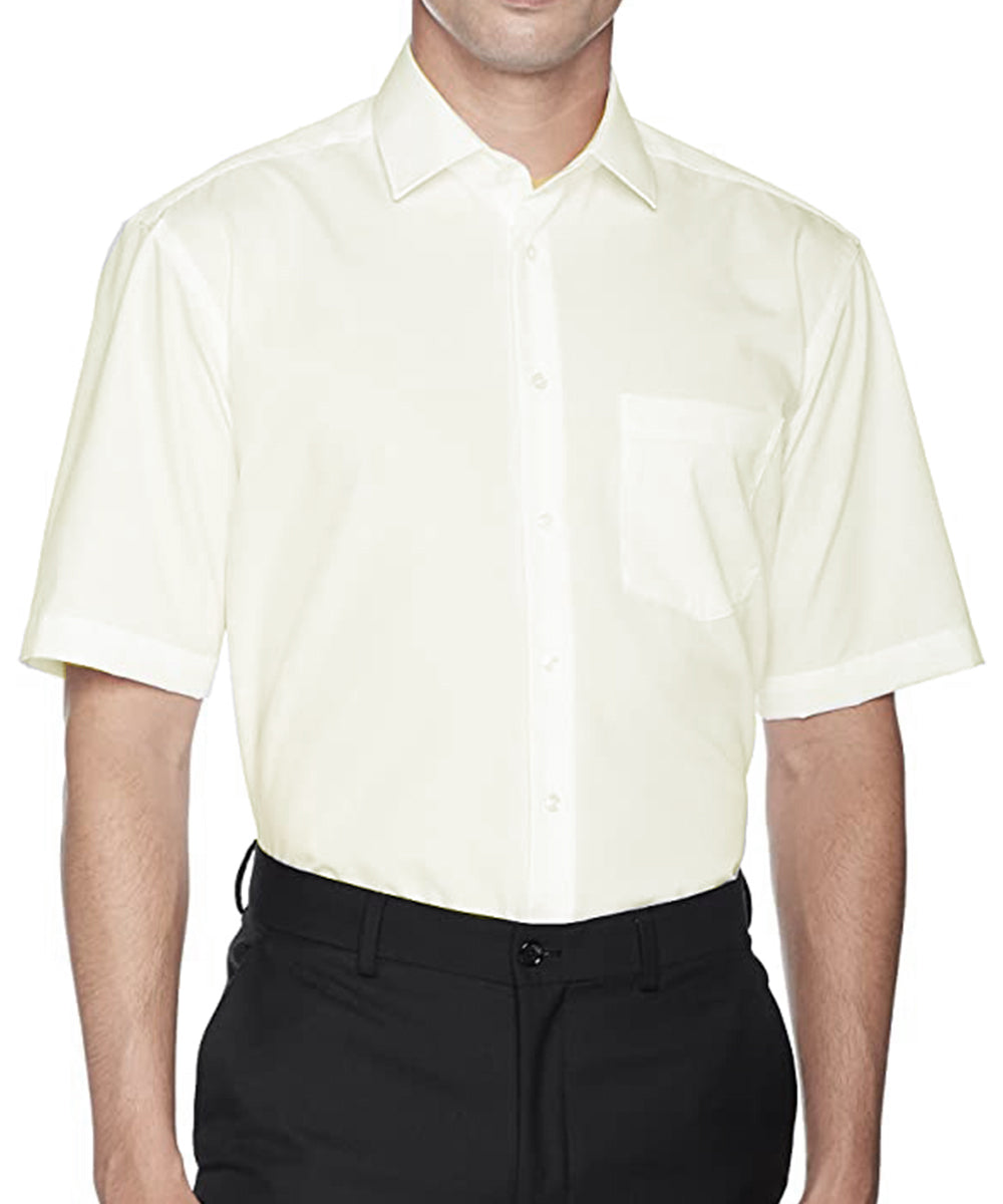 Solid Champagne Poplin Short Sleeve ...